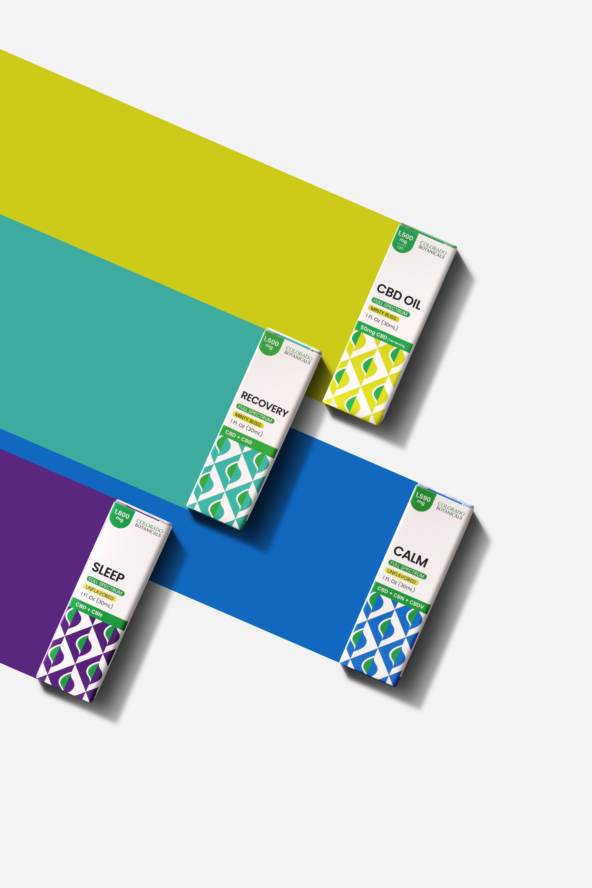 Color-coded tincture packaging collection
