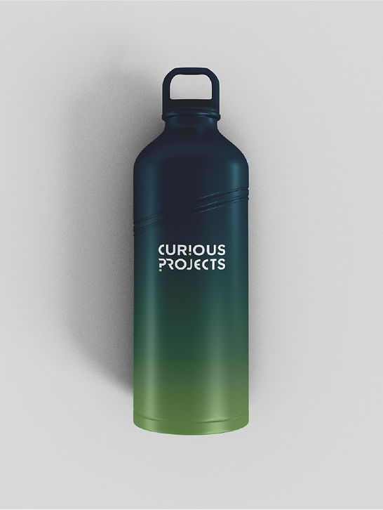 Curious Projects branded water bottle