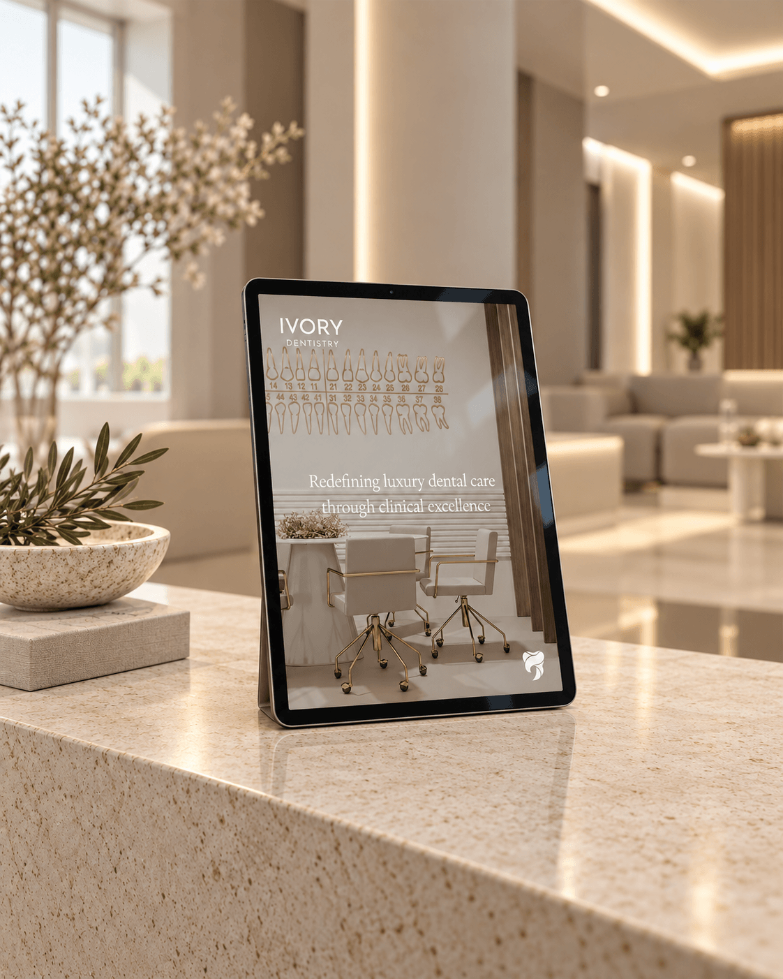 Ivory Dentistry digital presentation on a tablet