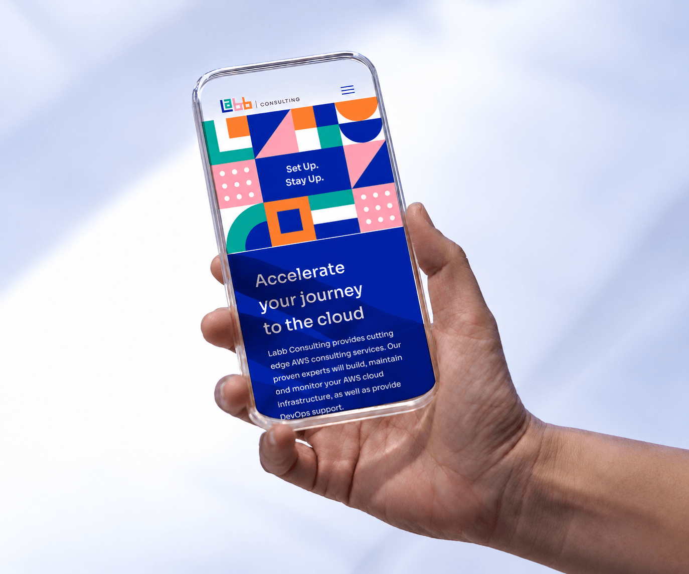 LABB mobile website displayed on a handheld phone