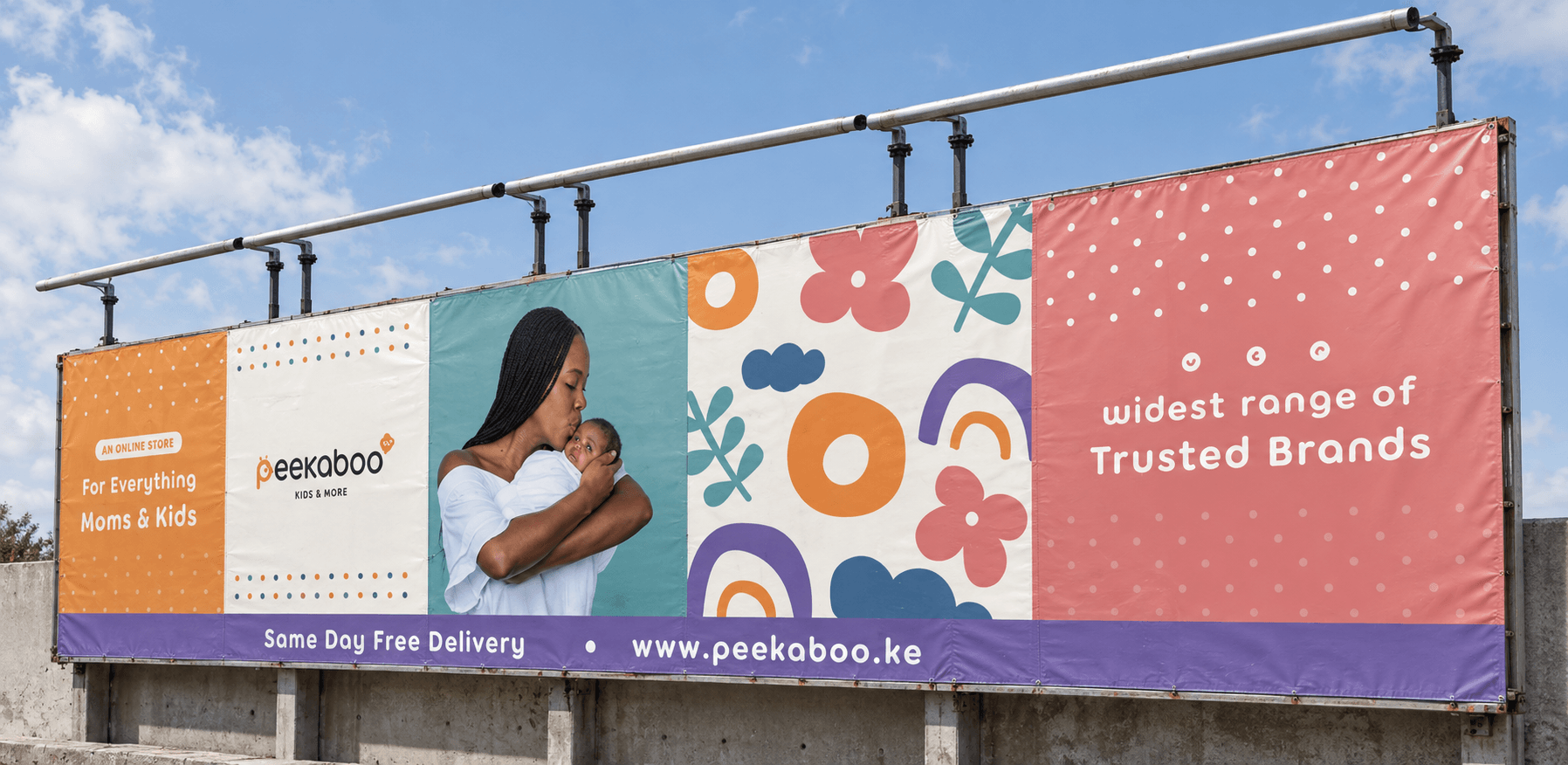 Peekaboo branded billboard for the kids retail store