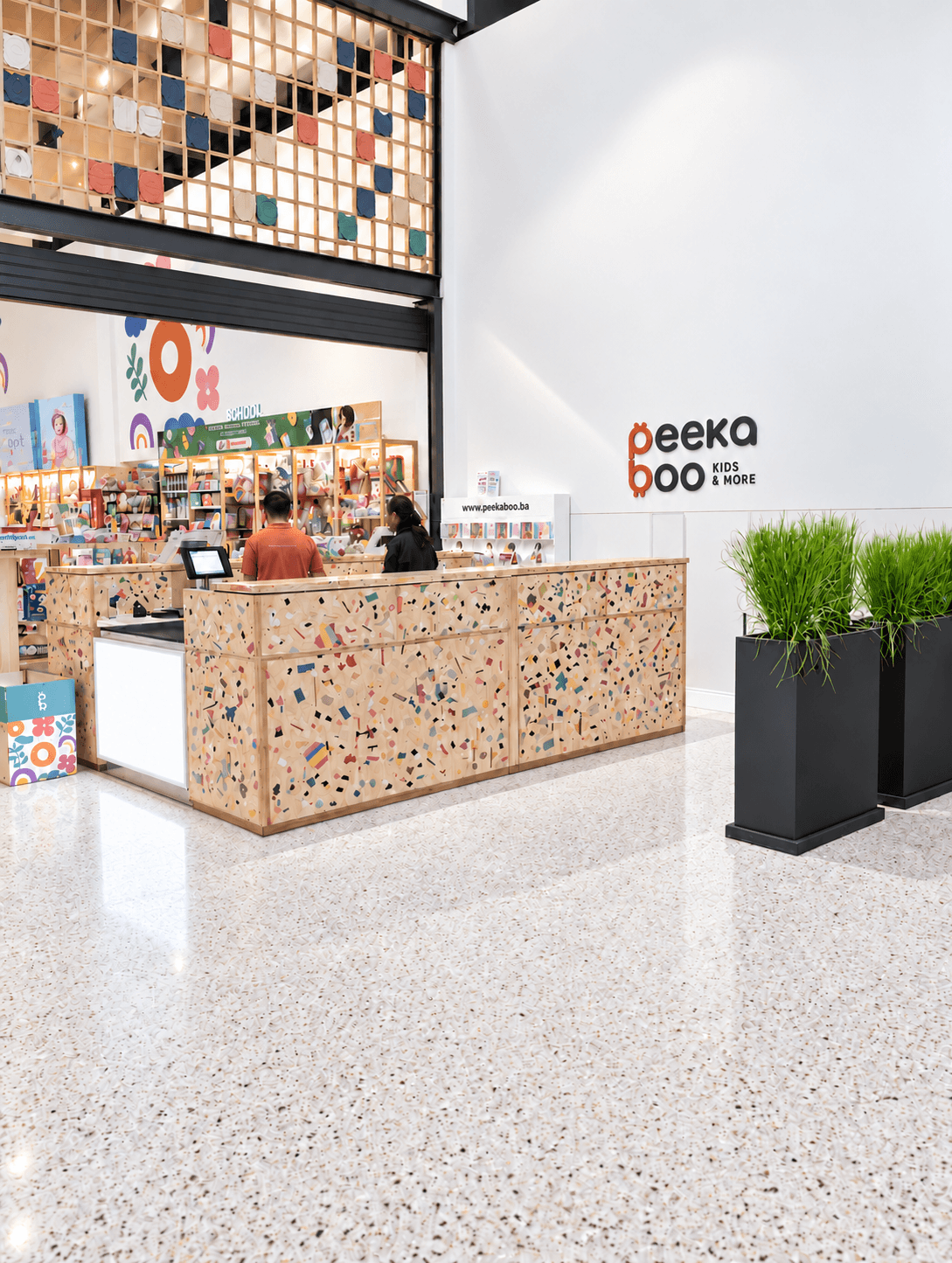 Peekaboo retail counter and store interior